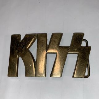 Kiss Brass Belt Buckle Vintage 4051 Taiwan 1970 