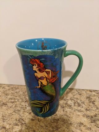 Disney Store Art Of Ariel Little Mermaid Retired Coffee Cup Mug,  Blue Inside