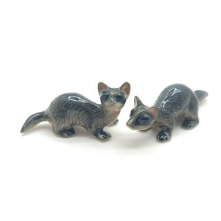 2 Ferret Ceramic Figurine Animal Small Pet Statue - Cfx025
