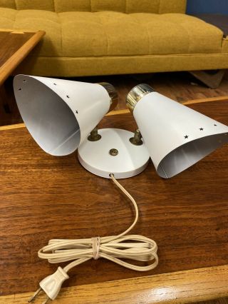 Vintage Mid Century Atomic Double Cone Wall Sconce Light Lamp