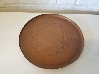 Vintage Arts And Crafts Style Copper Decorative Plate With Designs By J.  Hunt