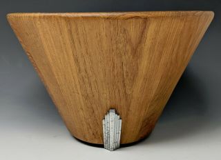 Vtg.  Georges Briard Art Deco Teak Serving Bowl W/ Machine Age Modern Chrome Feet
