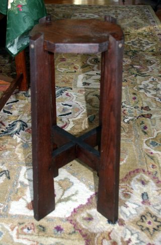 Vintage Arts And Crafts Rustic Wooden Plant Stand