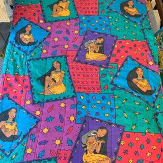 Vintage Disney Pocahontas Twin Bed Comforter Reversible Pocket Blanket 87”x62” 3