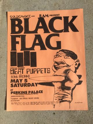 Vintage 80s Black Flag Punk Rock Flyer Raymond Pettibon Art