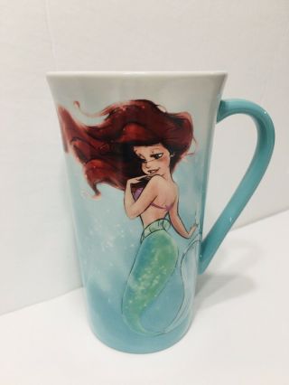Disney Store Art Of Ariel Little Mermaid Retired Blue White Latte Coffee Cup Mug