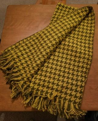 Pendleton Vintage 100 Wool Blanket Houndstooth Pattern Throw 72 " X 60 " 1960s