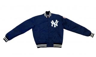 Vintage Starter Mens Size Medium Mlb York Yankees Blue Satin Dugout Jacket