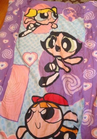 Vintage 2000 Powerpuff Girls Cartoon Network Twin Size Comforter Bedding