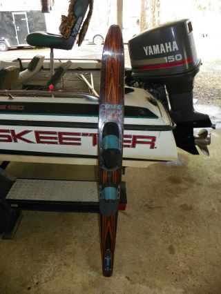 67 " Vintage Connelly Hook Wooden Slalom Waterski Teak Mahogany Inlay Adj Binding