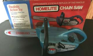 Vintage Homelite Toy Chain Saw Model 150 Realistic Action Toy Tool 1960s