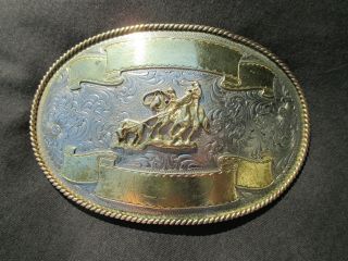 Large Vintage Montana Silversmith Rodeo Cowboy Belt Buckle