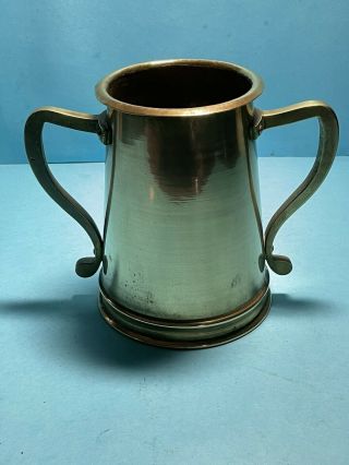 Antique - Arts And Crafts - 2 Handled Brass And Copper Tankard