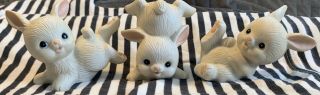 Homco 3 White Bunny Rabbits 1458 Ceramic Easter/spring Playful