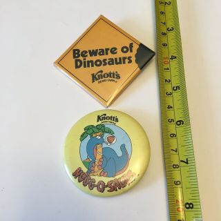 Collectible Vintage 80’s Knott’s Berry Farm Dinosaurs Hug O Saurus Buttons Pins