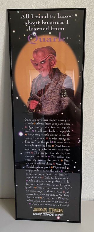 Quark Star Trek Deep Space Nine Poster Vintage 1995 Rules Of Aquisition Business