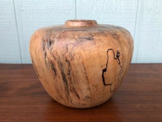 Vtg Turned Burl Wood Vase Vessel; Mid Century Modern,  Artisan Made,  Rustic 094