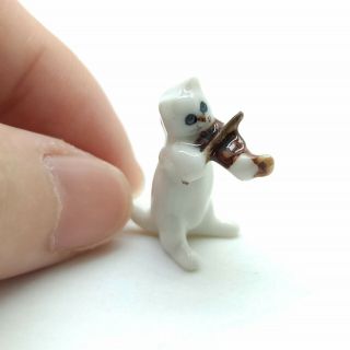 Cat Ceramic Figurine Animal Dollhouse Miniature Playing Violin 1/12 - Fg092 - 4