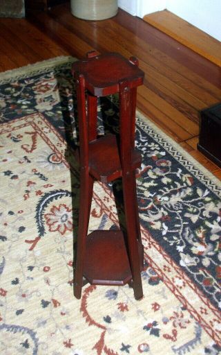 Vintage Arts And Crafts Oak Plant Stand