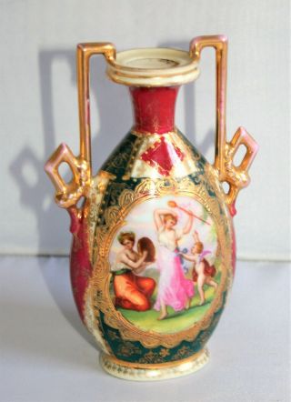 Antique Royal Vienna Vase Angelica Art Austrian Porcelain Beehive Mark 6.  3 " Tall