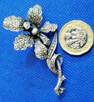 Vintage Rare Antique Silver/pewter Orchid Art Nouveau Brooch Pin Gift