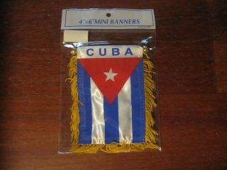 Nwt Mini Banner 4 " X 6 " - Cuba Flag And Coat Of Arms