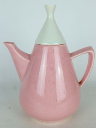 Vintage Mid Century Modern California Pottery Pink/white Speckled Ceramic Teapot
