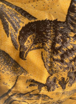 Vintage San Marcos Eagle Blanket Full (54x75) Brown /gold Reversible
