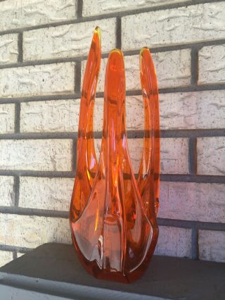 Vintage Mid Century Modern Viking Art Glass Orange Flame Sculptural Centerpiece