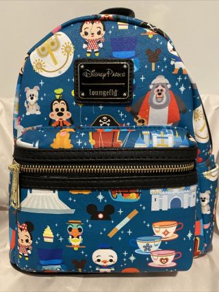 Disney Parks Attractions Loungefly Mini Backpack Tea Cups Small World Big Al Nwt