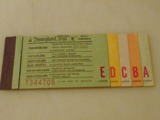 Rare Vintage Disneyland A - E Ticket Book All 11 Tickets Intact 9/80