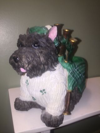 Scottie Dog Resin Planter Irish Shamrock Sweater Bagpipes Tam Scottish Terrier