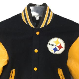 Vtg Pittsburgh Steelers NFL Letterman Jacket Coat Sears Roebuck Boys 12 Child 2