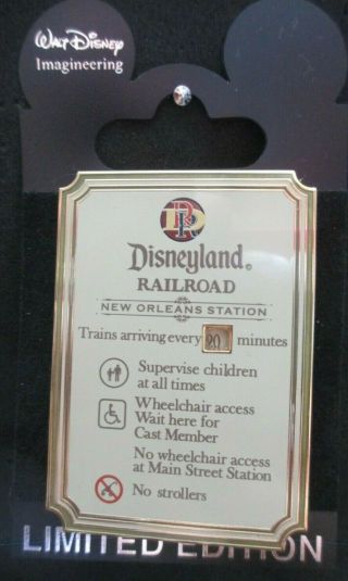 Disney - Wdi - Wait Time Sign - Disneyland Railroad Orleans Station Pin