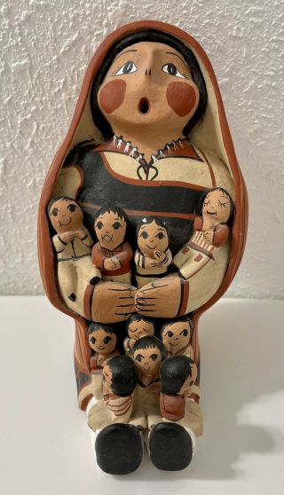 Vintage Native American D.  L.  Jemez Pueblo Storyteller Pottery Figurine