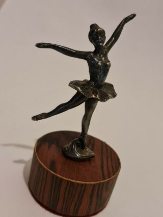 Vintage Art Deco Spelter Ballerina Figure On A Wooden Base