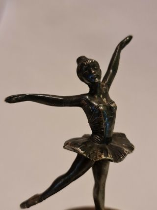 Vintage Art Deco Spelter Ballerina Figure on a Wooden Base 2