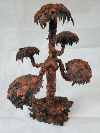Vintage Modern Brutalist Metal Mcm Dramatic Abstract Tree Sculpture Torch Weld