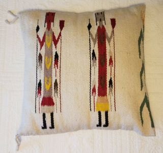 Vintage Navajo Yei Woven Wool Rug Pillow 20 " Native American