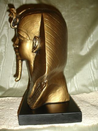 VINTAGE SIGNED 1977 AUSTIN PRODUCTIONS EGYPTIAN KING TUT BUST SCULPTURE STATUE 3