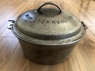 Vintage Wagner Ware Cast Iron Kettle Bean Pot & Lid No.  8 Nickel Plated Camping