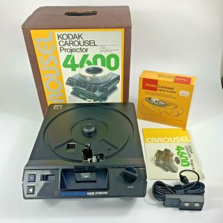 Vintage Kodak Model 4600 Carousel Slide Projector W/ Remote & Kodak Stack Loader