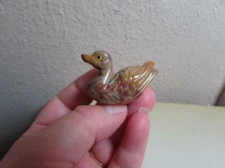 Duck,  Solid Stone Hand Carved From Andes.  Miniature Rich Marble Duck Unique