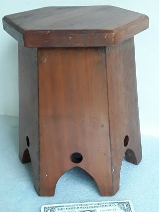 Antique Mission Lamp Table Plant Stand Arts & Crafts With History Vtg Walnut