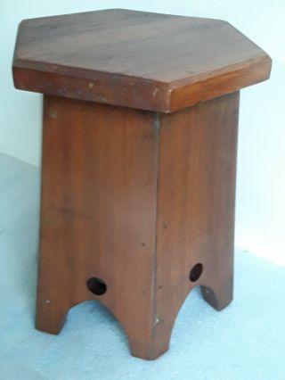 Antique Mission Lamp Table Plant Stand Arts & Crafts WITH HISTORY vtg Walnut 2