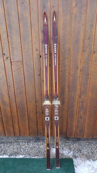 Vintage Hickory Wooden 76 " Skis Dark Brown Finish Great Skis