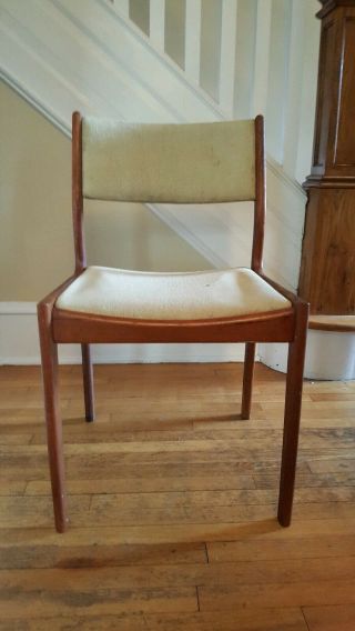 Mid Century Danish Modern Side Chair Upholstered Wood Teak Vtg