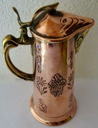 Art Nouveau Copper Jug: Gbn,  Gebrüder Bing Nürnberg