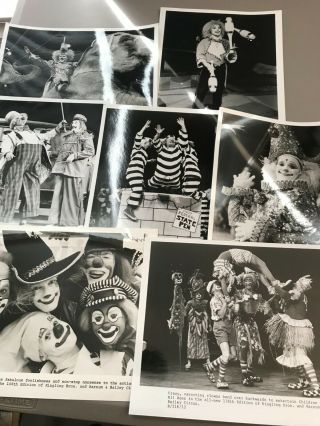 Vintage 8 X 10 Photos Of Ringling Bros.  Clowns (7) In All Black & White Promo
