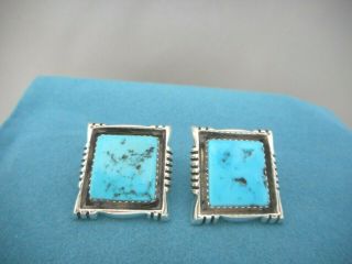 Navajo B.  (benny) Touchine Vintage Sterling Silver Turquoise Post Earrings